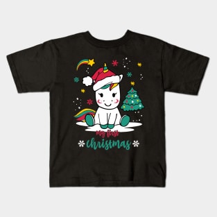 My First christmas Cute Unicorn Baby Girl Christmas Kids T-Shirt